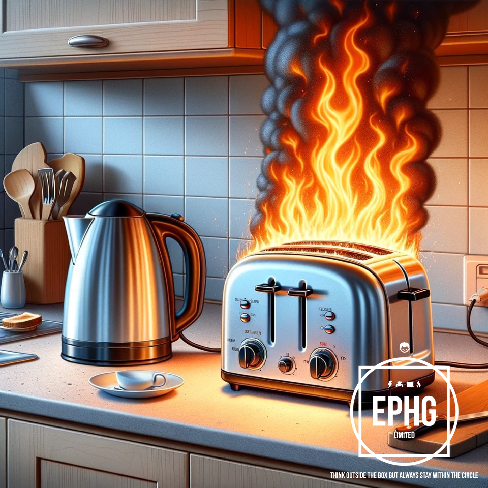 Electrical Toaster On Fire