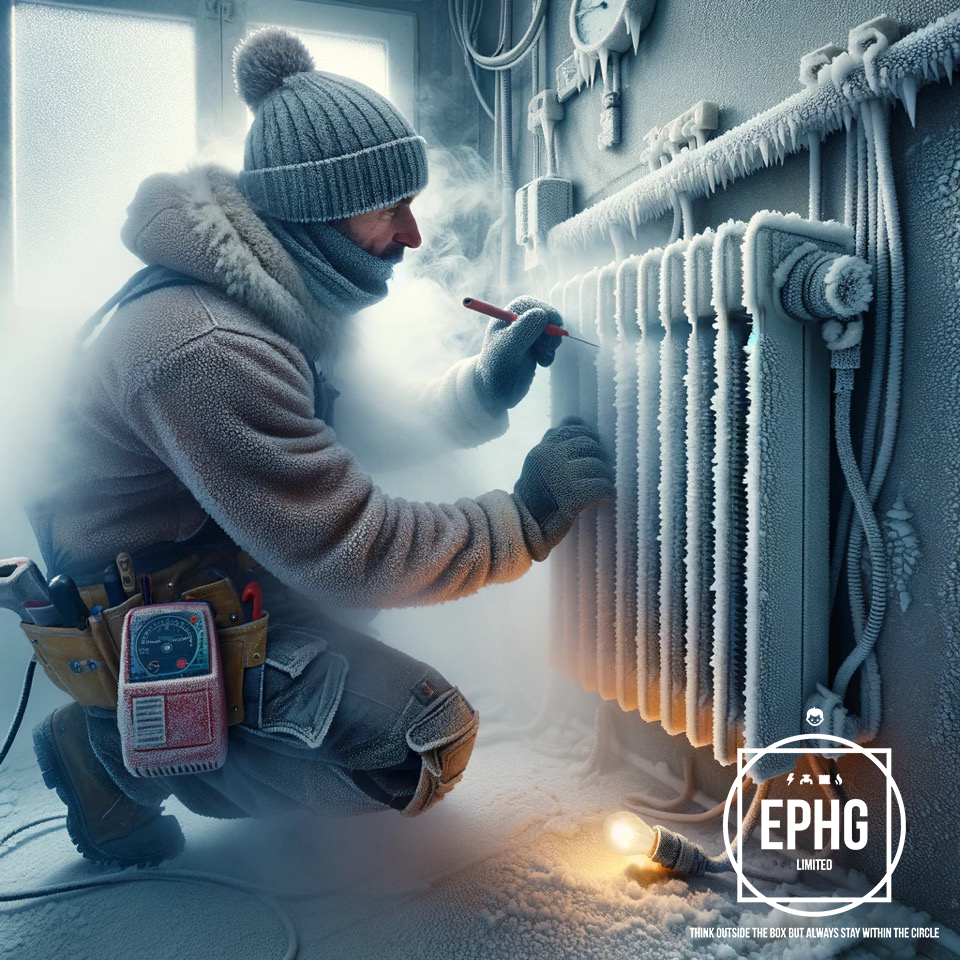 Electrician Working In A Cold Frosty House