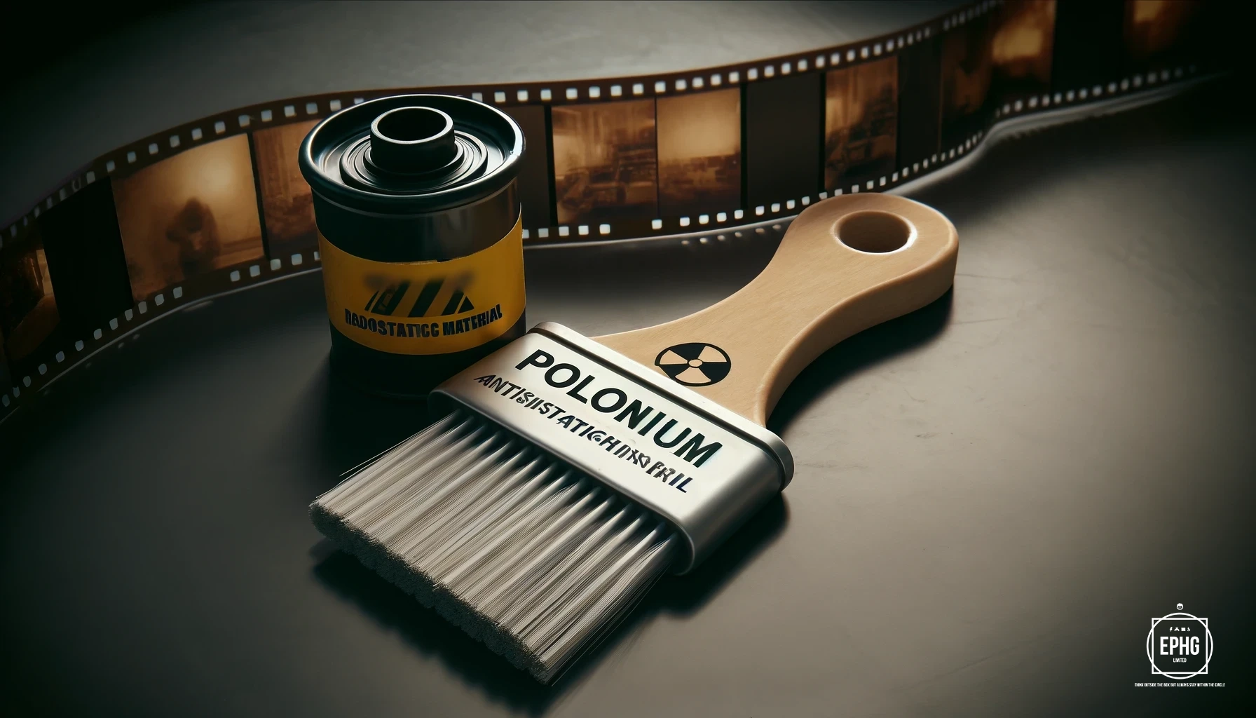 Polonium Antistatic Brush next to Photographic Film